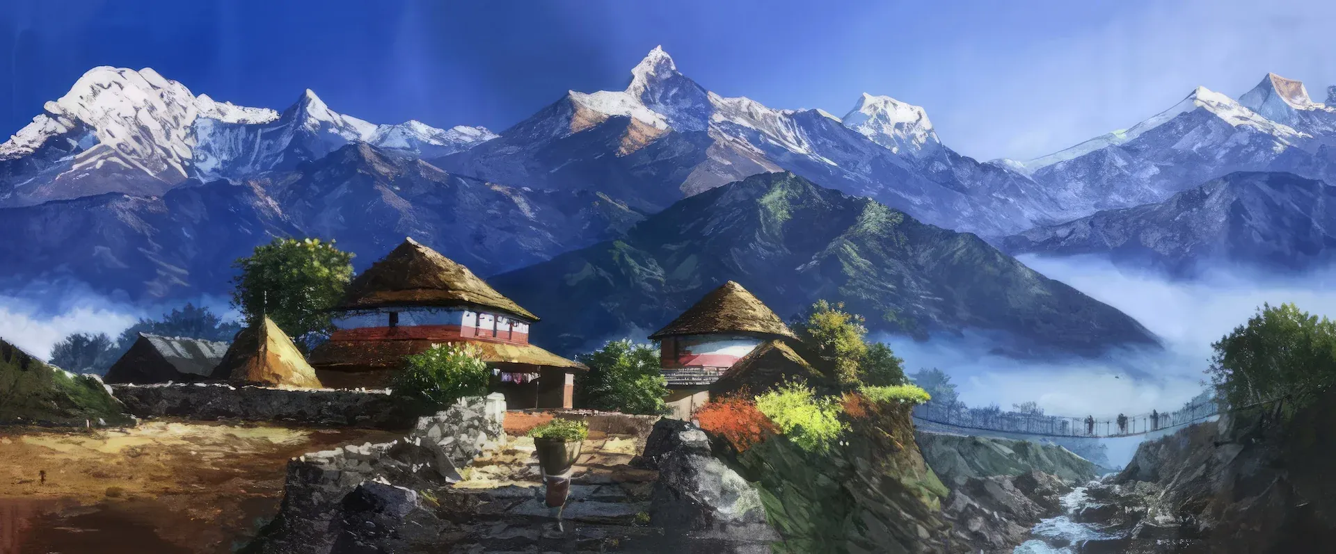 Nepal scenery landscape canvas print 5